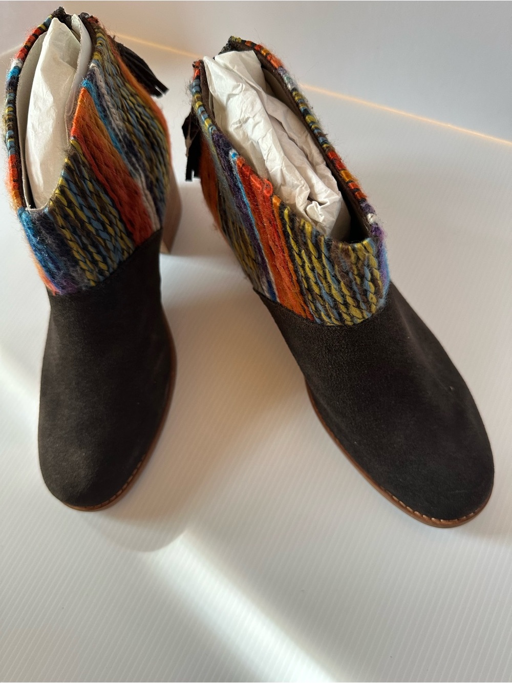 TOMS Leila Suede Multi Textile Ankle Boots Size 8 NIB